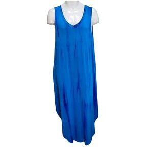 Talulah Dress Women's M Blue Sleeveless Pocket Stretch Loungewear Resort Maxi
